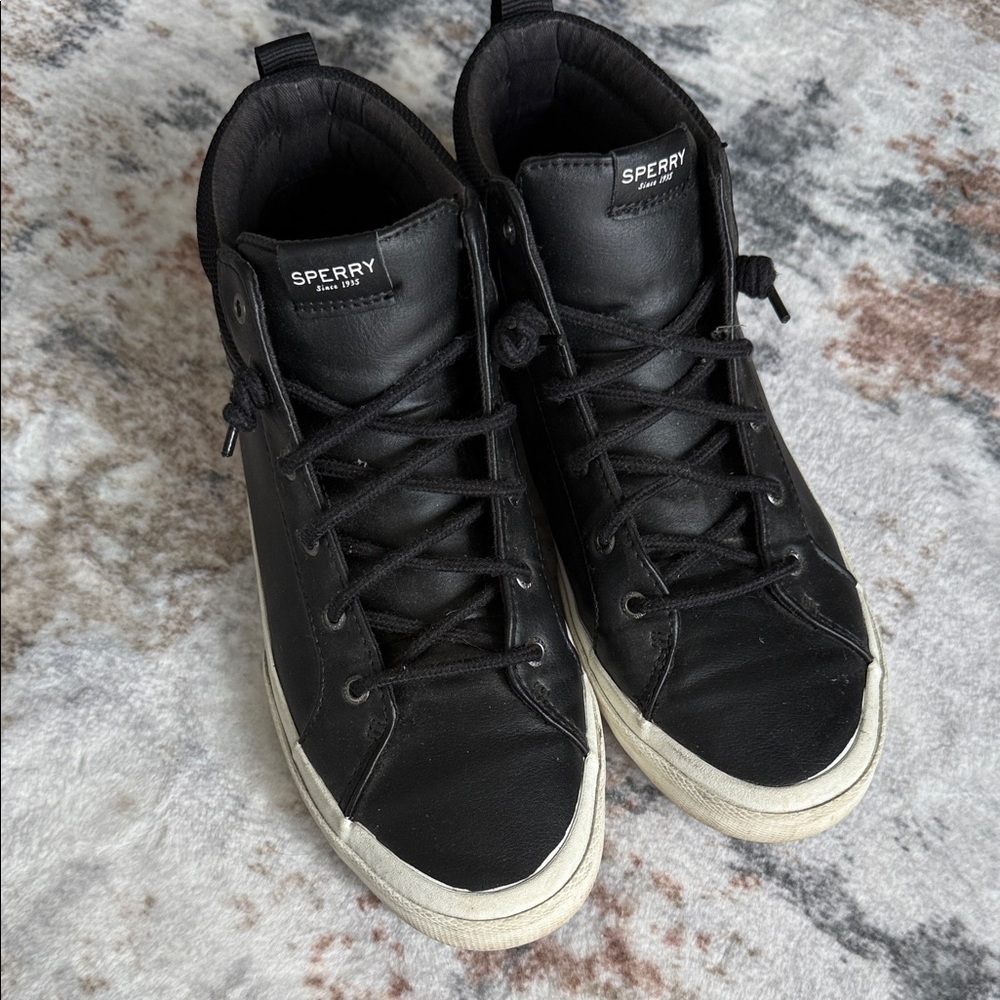 Sperry Women High Top Sneaker Color Black Size 10 Lace Up